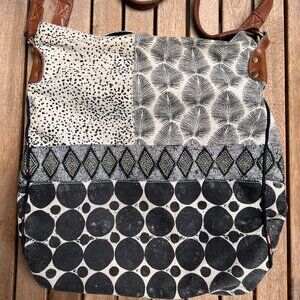 Anthropologie Vintage Tote with Beads and Leather Straps - Good Condition